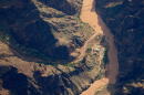 Bright Angel Canyon, damaged by flash floods, runs into the Colorado River in the Grand Canyon, Monday, Aug. 31, 2026, at Grand Canyon National Park, Ariz.