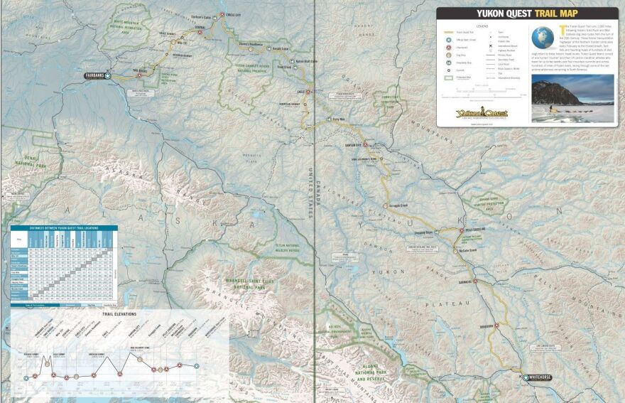 The Yukon Quest is a grueling 1,000 mile-long sled dog race that begins in Whitehorse, Yukon and finishes in Fairbanks, Alaska.