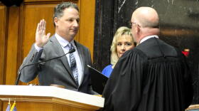 Speaker Todd Huston (R-Fishers) sworn in by Supreme Court Justice Mark Massa.