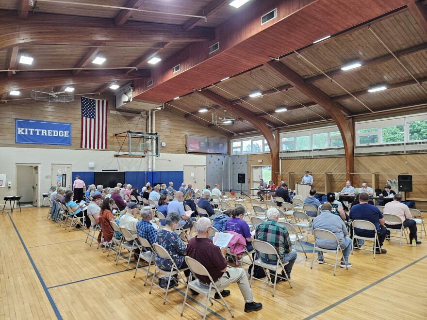 The Hinsdale, Massachusetts, town meeting at Kittredge Elementary School on May 20, 2026.