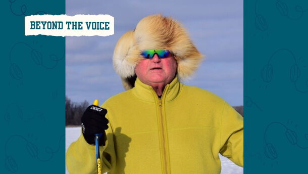 Man cross country skiing