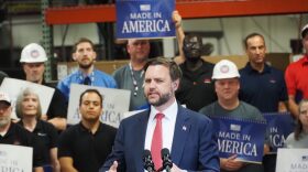 Vice President JD Vance spoke Monday, May 18, 2026, about the importance of bringing manufacturing jobs back to the United States at the Milbank Manufacturing company in Kansas City.