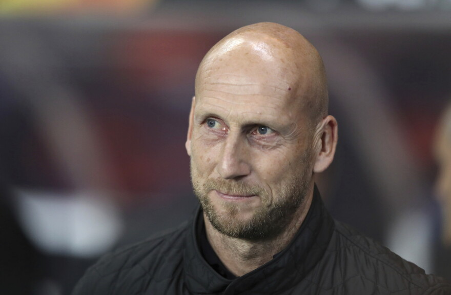 New FCC manager Jaap Stam before the Europa League group G soccer match between Feyenoord and Rangers at Ibrox in Glasgow, Scotland.