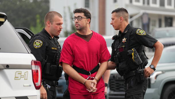 Agostino Abbatiello, who is facing charges including possession with intent to deliver and conspiracy, arrives to an appearance at Centre County Courthouse in Bellefonte, Pa., Wednesday, Sept. 2, 2026. 