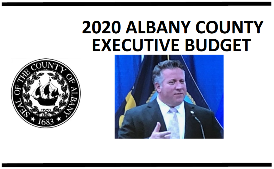  Albany County Executive Dan McCoy SAYS his Executive Budget for 2020 maintains critical services that residents throughout Albany County rely on, while once again keeping taxes flat and spending below the state-mandated property tax cap.