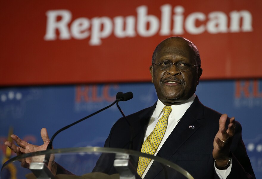 Herman Cain, former chairman and chief executive officer of Godfather's Pizza, speaks during the final day of the 2014 Republican Leadership Conference on May 31, 2014 in New Orleans, La.