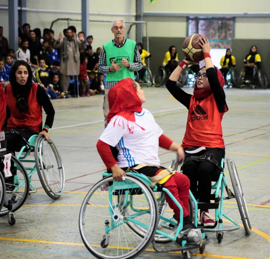 Afghan women compete at home, in a 2016 tournament in Kabul, before the national team takes on international competition.