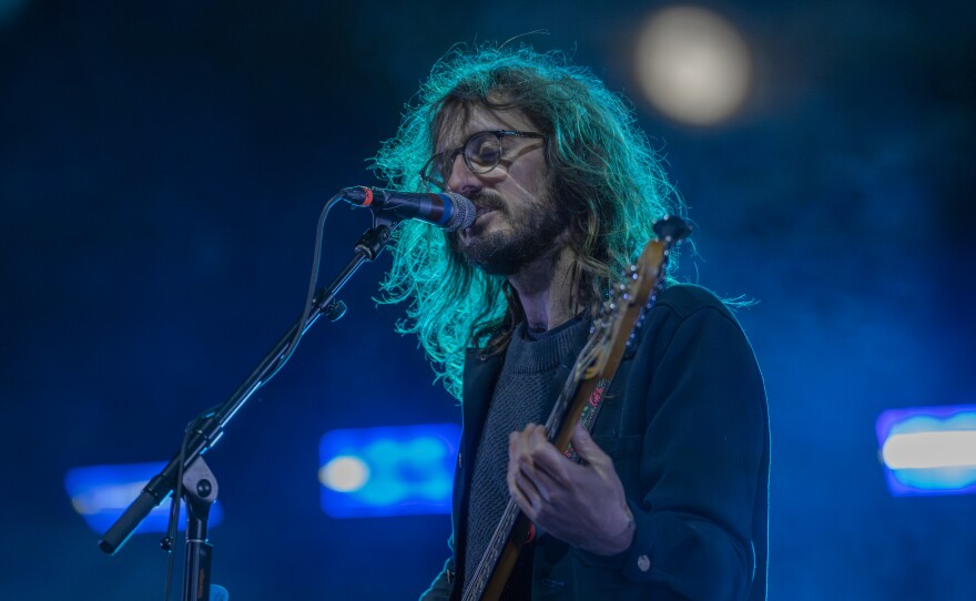 Bass player Bones Sloane performs with Courtney Barnett at Grand Rapids Riverfest on Sept. 6, 2025.