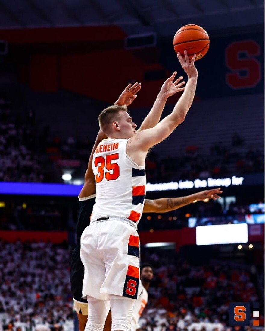 Buddy Boeheim lines up one of his six made three-pointers against Wake Forest.