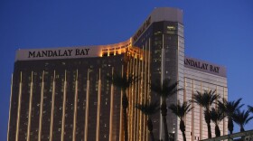 The Mandalay Bay Hotel and Casino is seen in the evening in thein Las Vegas, Nevada on Oct. 4, 2017.
(Robyn Beck/AFP/Getty Images)