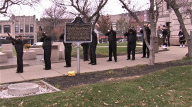 The Monroe County Veterans Honor Guard completes a gun salute outside the Monroe County Courthouse, Nov. 11, 2019.