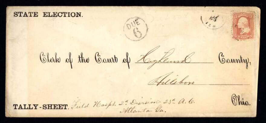 A mail in voting ballot from the Civil War. (Courtesy of the Smithsonian Institution) 