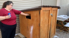 Cindy Chavez, Director of Pantry 279 with the After Hours Donation Box.