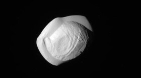 Images of Pan were taken by the NASA spacecraft Cassini on Tuesday.