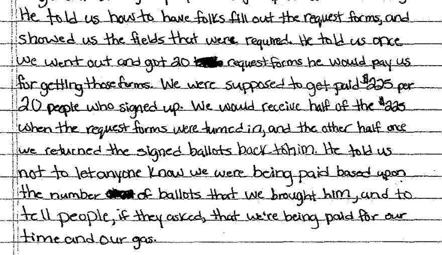 Matthew Mattis told the NC Board of Elections that he harvested abentee mail ballots for McCrae Dowless in the November 2016 election.
