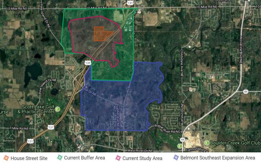 The DEQ PFAS Investigation Map near Rockford, MI