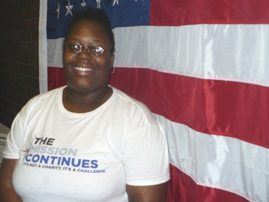 Tiffany Birmingham, president of Veteran?s Success Center at Penn Valley, is a native of the Kansas City, MO area. She was inspired to join the military after seeing coverage of the terrorist attacks of September 11. Photo by Kayla Regan/KCUR.