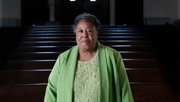 FILE - Clara Ester stands in the Centenary United Methodist Church in Memphis, Tenn., on March 17, 2018. (AP Photo/Mark Humphrey, File)
