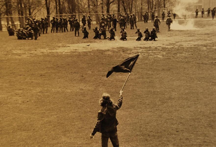 Alan Canfora protesting the Vietnam War on the Kent State campus in May 1970.