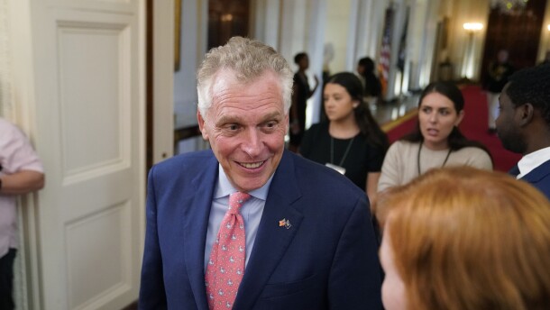 Former Virginia Gov. Terry McAuliffe arrives before an event to celebrate the 2023 Praemium Imperiale Laureates, a global arts prize awarded annually by the Japan Art Association for lifetime achievement in the arts, in the East Room of the White House, Tuesday, Sept. 12, 2023, in Washington.