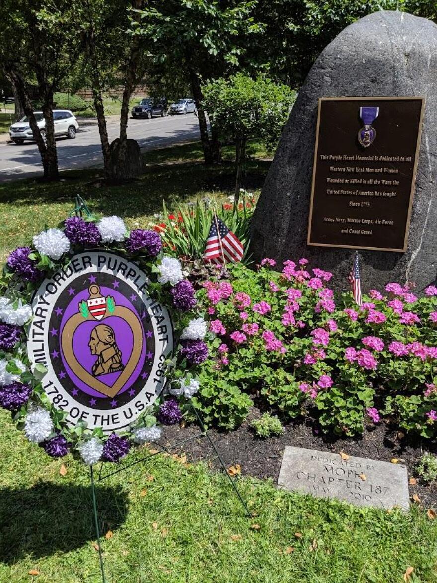 A view of the Purple Heart monument at the Buffalo and Erie County Naval and Military Park. Credit Michael Mroziak, WBFO