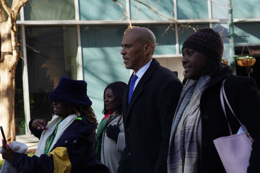 Sen. Cory Booker, D-New Jersey, marches with folks down Main Street to the King Day at the Dome celebration from Zion Baptist Church to the Statehouse in Columbia Jan. 19, 2026.