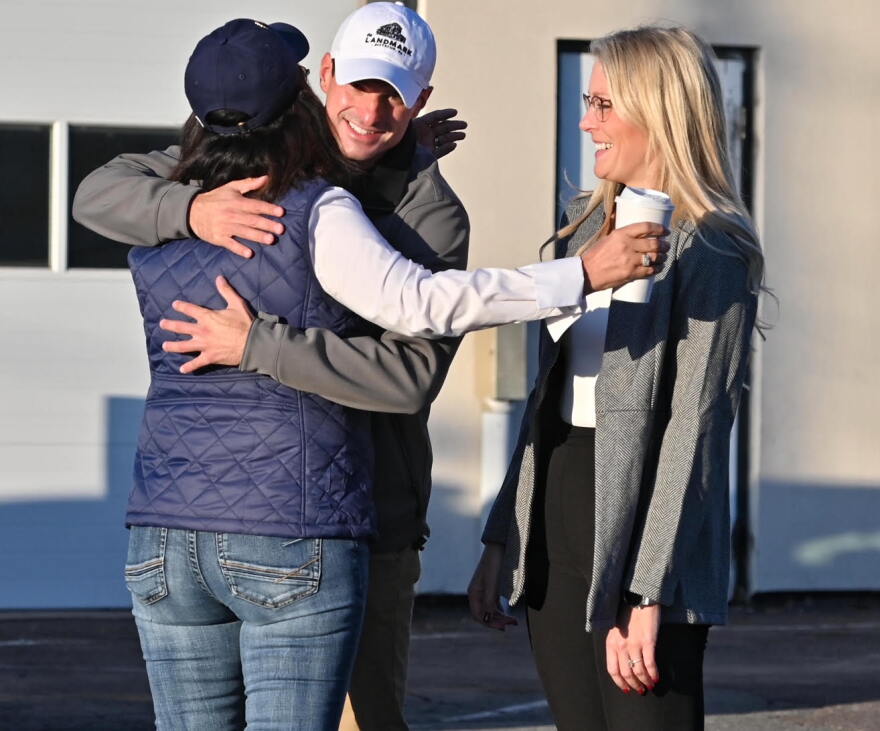 Republican congressional candidate Rob Bresnahan arrives at his polling place and greets supporters.
