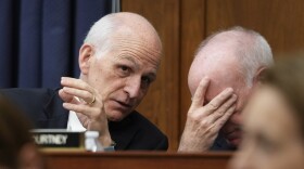 House Armed Services Committee Ranking Member Rep. Adam Smith, D-Wash., speaks with Rep. Joe Courtney, D-Conn., during the House Armed Services Committee hearing on the Department of the Navy's budget request for fiscal year 2024, on Capitol Hill in Washington, Friday, April 28, 2023. (AP Photo/Carolyn Kaster)
