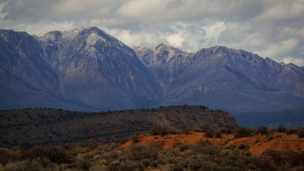 Snow dusts the Pine Valley Mountains near St. George, Feb. 11, 2026. With record warm temps across Utah this winter, a lot of precipitation that would normally fall as snow has arrived as rain instead.