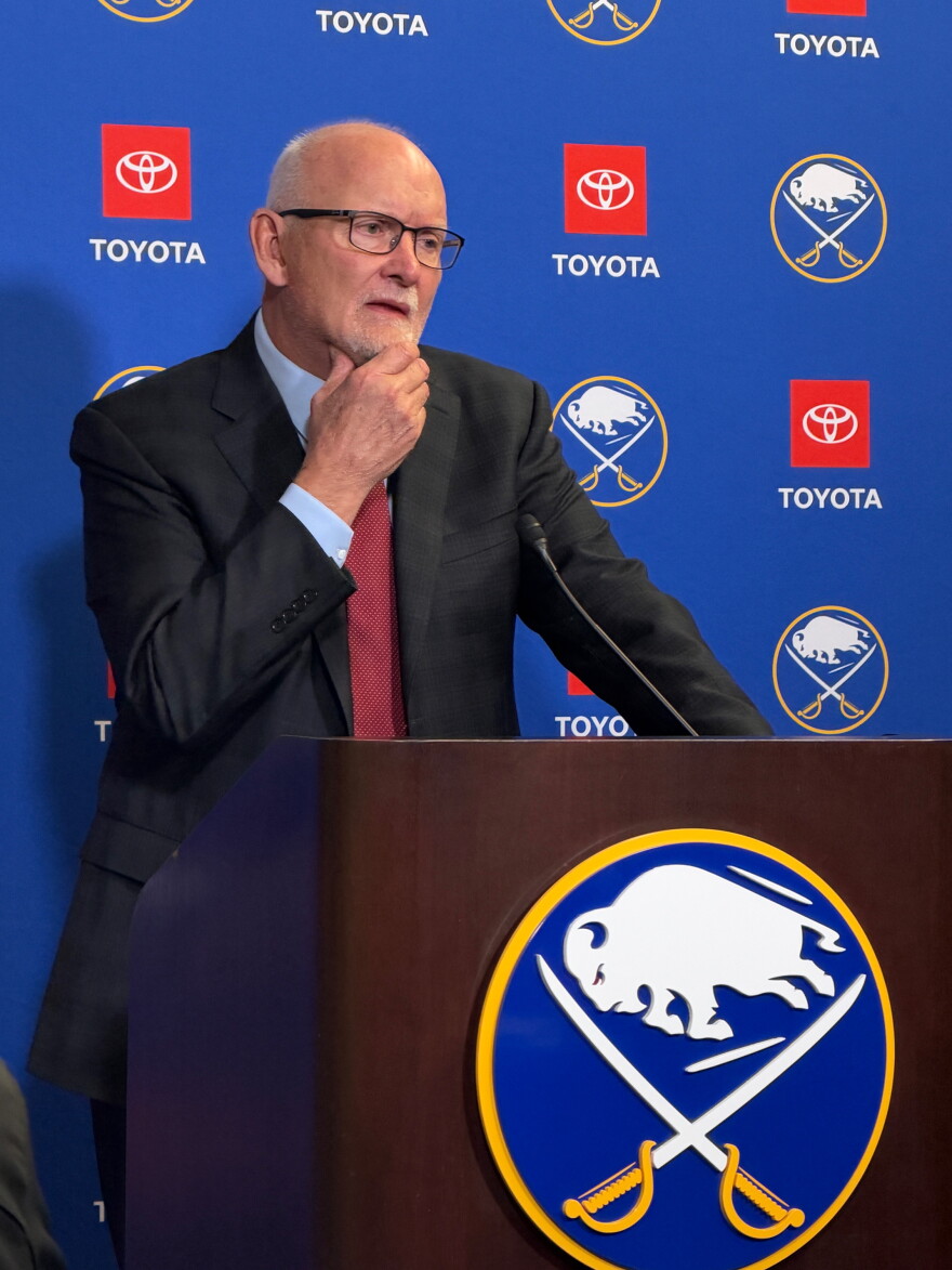 Lindy Ruff meets the media after 3-1 loss to Philadelphia