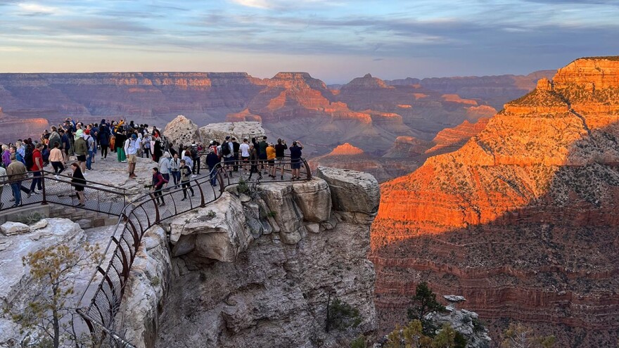 Sunset from Mather Point on the South Rim of Grand Canyon National Park, April 30, 2023.