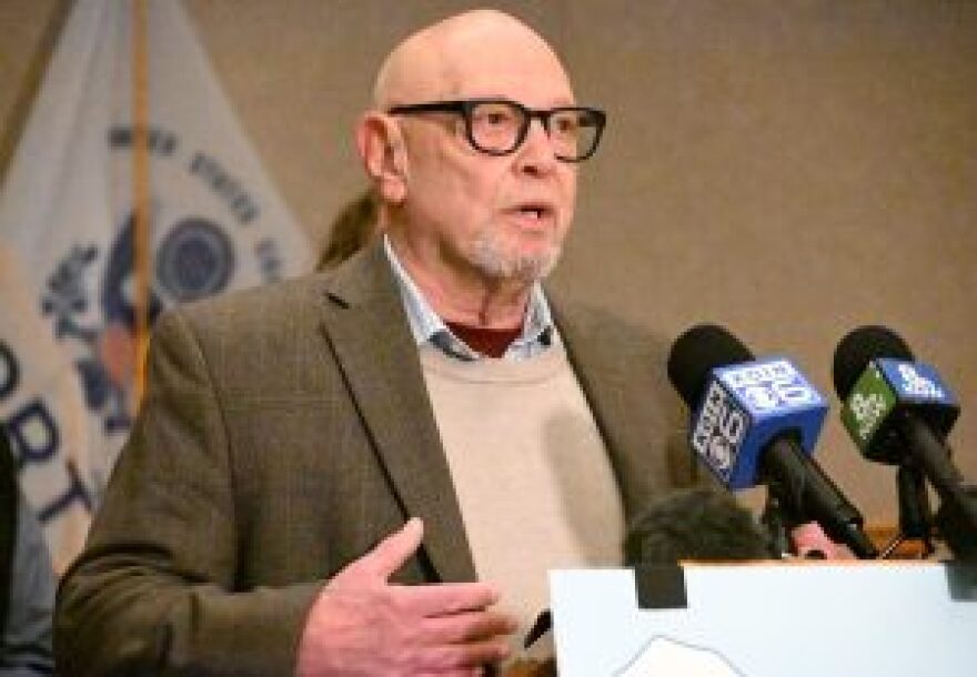 Newport Mayor Jan Kaplan tells a news conference last November that the city would fight a federal immigration detention center at its airport.