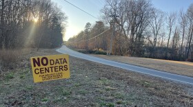 No data center sign along a Stokes County road