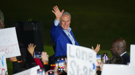 Gov. Greg Abbott takes the stage before announcing his intention to run for another term as governor during an event on Nov. 9, 2025, at East River 9 in Houston.