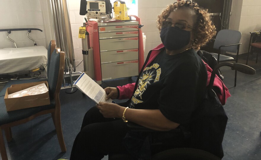Beverly Terry shortly after receiving her COVID-19 vaccination. Her husband, Douglas Terry, who is a Vietnam veteran, also was vaccinated and plans on encouraging others to get their vaccine.