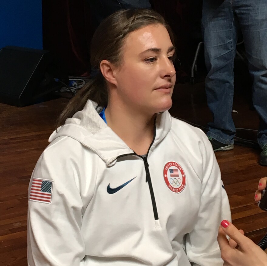 U.S. speed skier Stacey Cook is in Pyeongchang for her fourth Olympic games. She appeared at a press conference just a few days after a major crash during a competition in Germany.