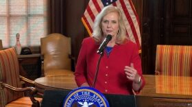 Catherine Hanaway talks to reporters on Aug. 19 after being announced as the state’s next attorney general (Jason Hancock/Missouri Independent).