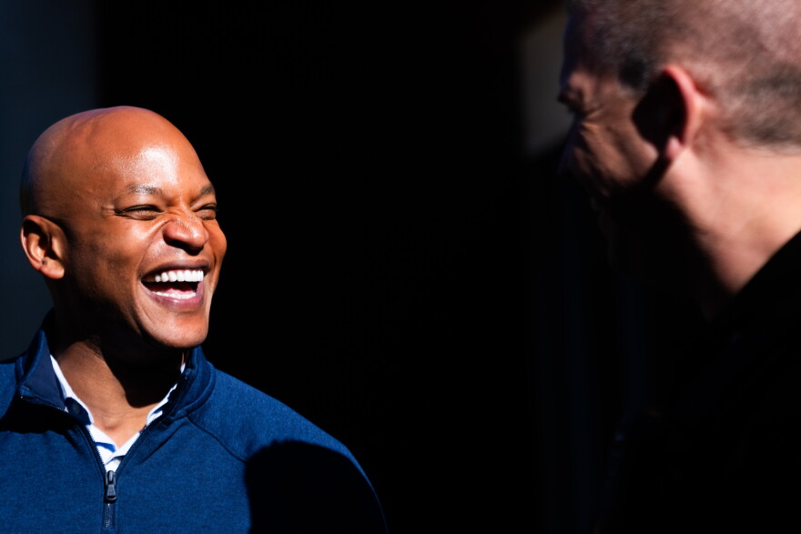 Maryland Gov. Wes Moore speaks to voters outside of the Silver Spring Civic Building for the first day of early voting in the 2026 midterm race, Thursday, Oct. 22, 2026, in Silver Spring, Md. (AP Photo/Allison Robbert)