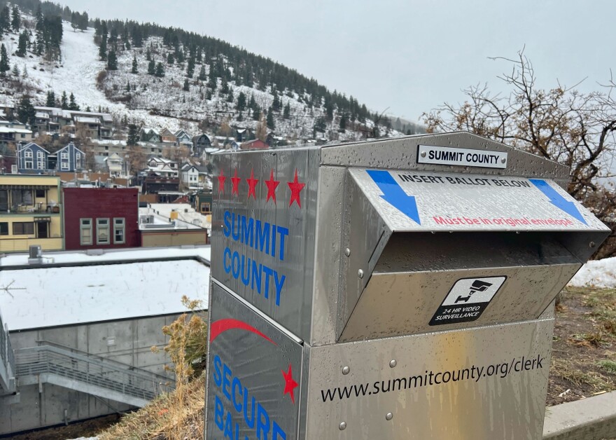 A ballot drop box just outside of Park City's Marsac Building.