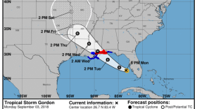 Tropical Storm Gordon's Projected Path