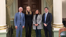 Depicted (left to right) is Josh Lowenthal, Aerin Cohn, an unknown state senator, and Marc Berkman. Taken at Sacramento State Capital on April 21, 2026 after Aerin Cohn's testimony in support of AB 1709 at the Assembly Standing Committee on Judiciary.