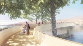 Artist Maya Lin's design for Celilo Park included an elevated arc that would end at the edge of the now-flooded historic falls on the Columbia River.