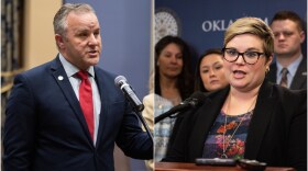 Oklahoma Senate Pro Tempore Greg Treat, left, and House Minority leader Emily Virgin, right, shared their priorities for the 2021 state legislative session Wednesday. 