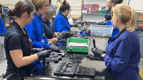 Women put together weapons parts at Azimuth Technology in Collier County. The regional trade association says manufacturing is growing in Southwest Florida, and that women are being trained for many of the new jobs.