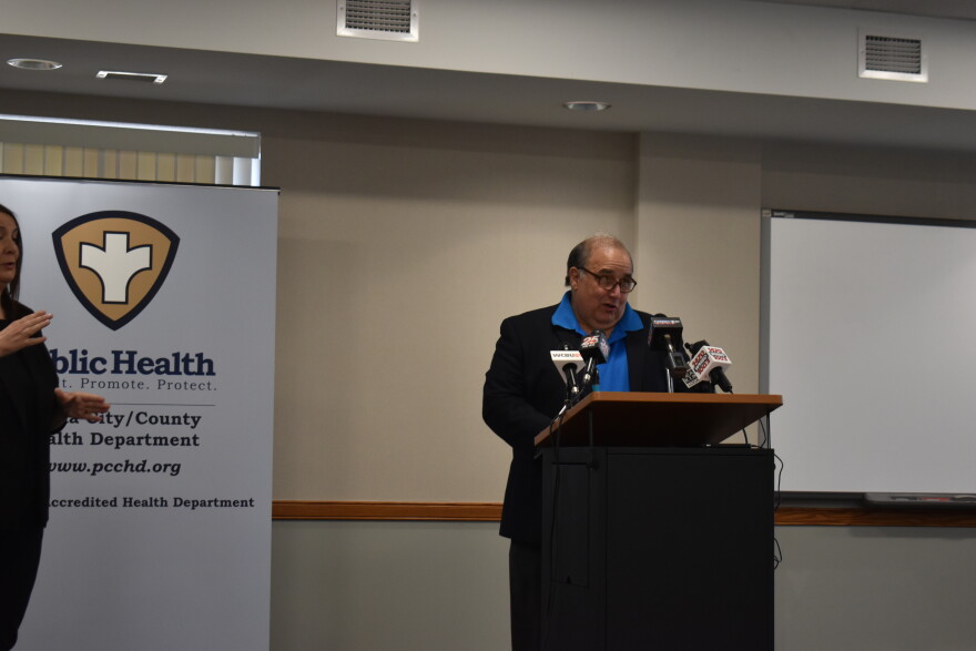 Dr. Gregg Stoner speaks at a press conference 4/1/20 in Peoria.