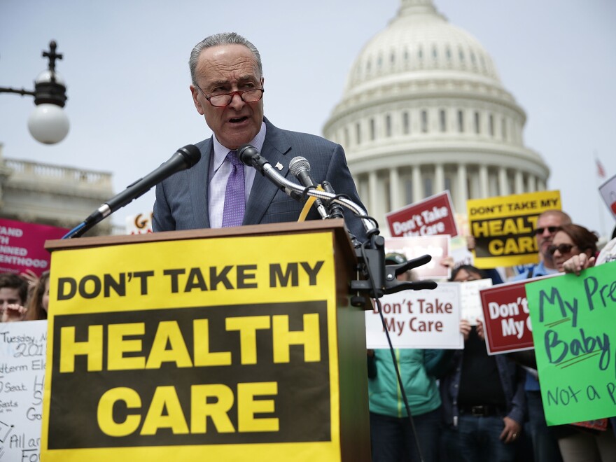 Senate Minority Leader Chuck Schumer, D-N.Y., speaks during a Stop 'Trumpcare' rally in front of the Capitol in Washington, D.C. in May.