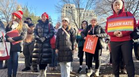 Gun safety advocates at a Moms Demand Actions rally in Richmond.