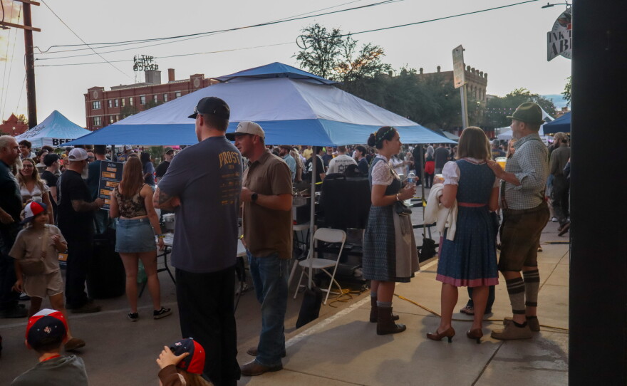 Participants wear Dirndls and Lederhosens, photo by Emma Coats