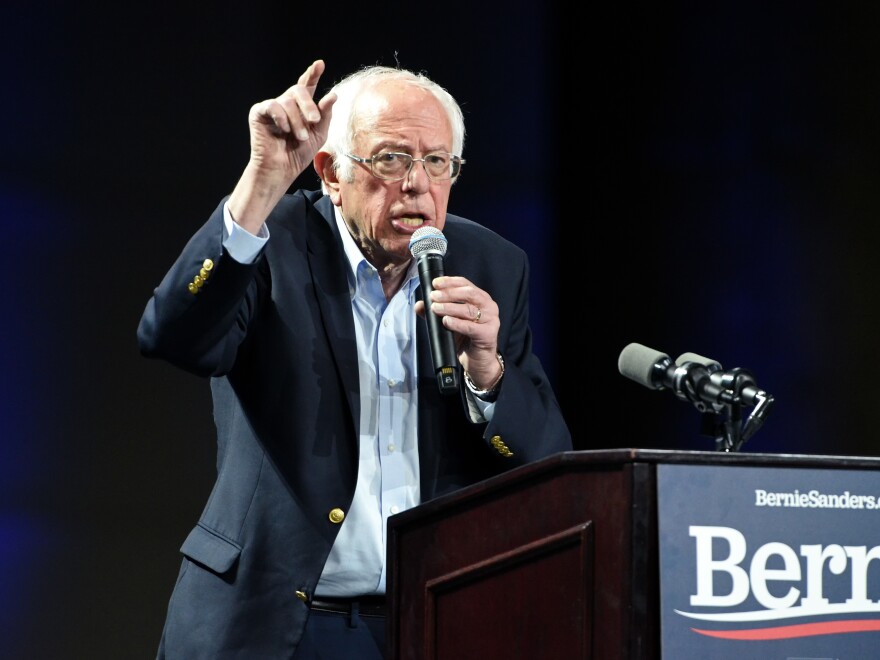 Sen. Bernie Sanders speaks at a Bernie 2020 presidential campaign rally at the Los Angeles Convention Center on March 1.