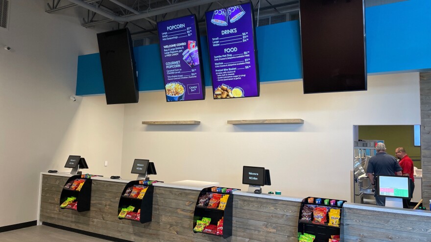  The company has social distancing guidelines in place at the ticket counter and inside each of the eight screen areas.